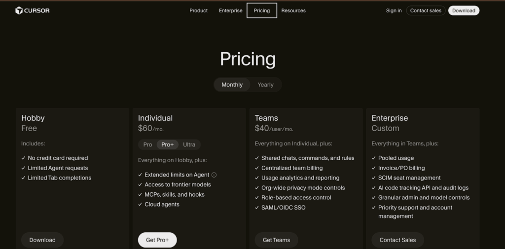 Cursor pricing